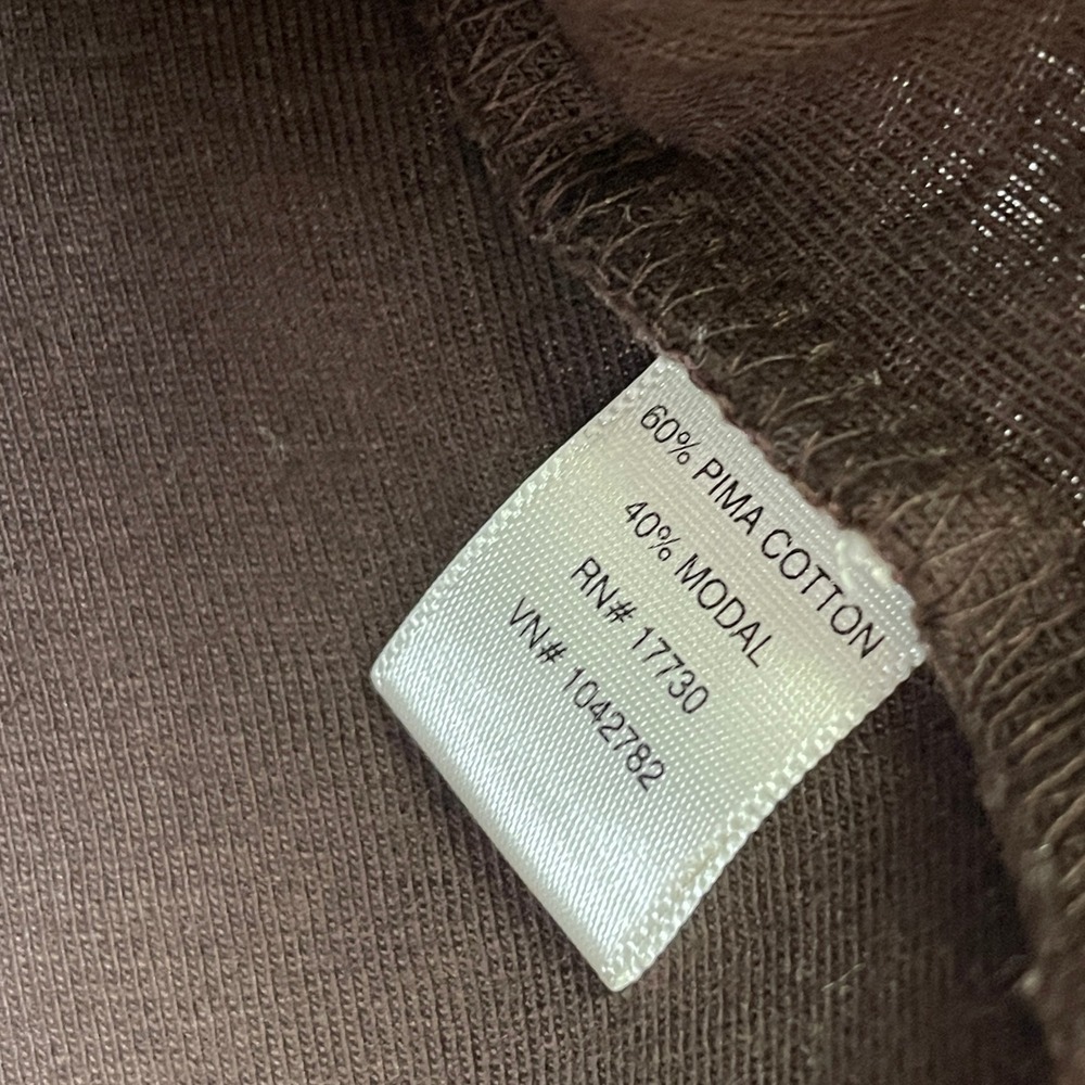 Merona Brown Pima Cotton Modal Long Sleeve V-Neck Top Satin Corporate Chic Hip M - Picture 5 of 6